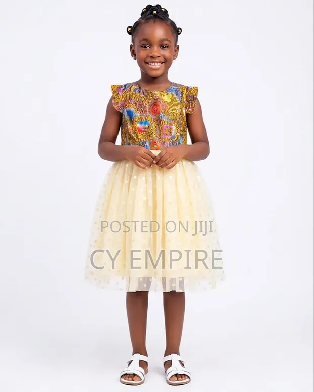 2T Girls Ankara Polka Dot Dress - 1