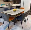 Modern Rectangular Marble-Top Dining Table with 6 Chairs - 2