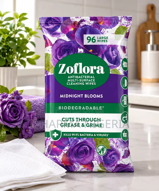 Zoflora Antibacterial Cleaning Wipes - Midnight Blooms, 96 Large - 1