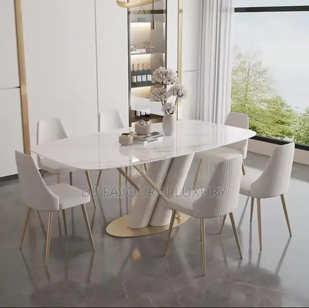 Quality Marble Dining Table with 6 Chairs - 1