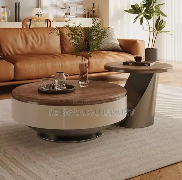 Modern Round Center Table and Side Stool - 1
