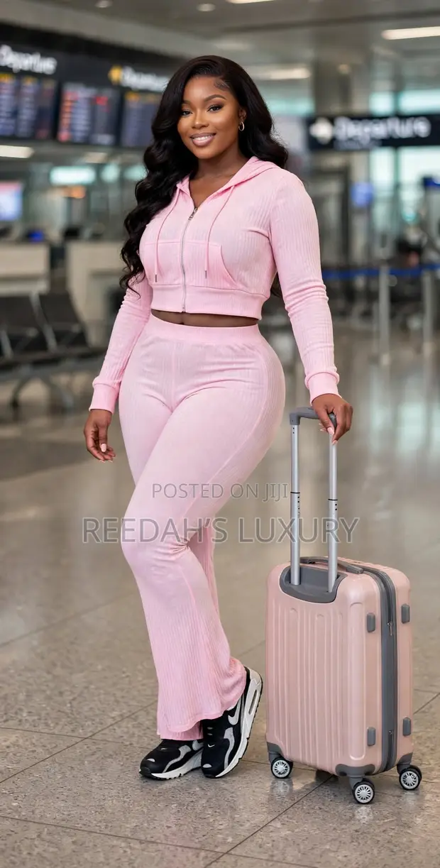 Luxury Chic Hooded 2-Piece Set - Baby Pink - 1