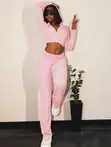 Luxury Chic Hooded 2-Piece Set - Baby Pink - 4
