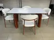 Modern Minimalist Dining Set - Cream Boucle Chairs - 2