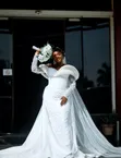 Used Wedding Gown - Size L, White Lace - 2