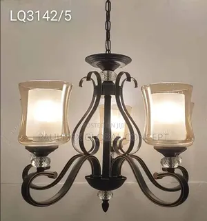 5-Light Traditional Chandelier - Black Metal & Crystal