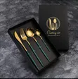 4 PCS Stainless Steel Dinnerware Set - Gold - 1
