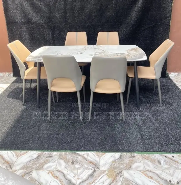 Modern Marble Dining Set - 6 Chairs - 1