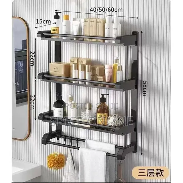 3-Tier Wall-Mounted Bathroom Storage Rack - 1