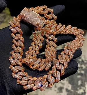 Rosegold Plated VVS Moissanite Diamond Cuban Chain