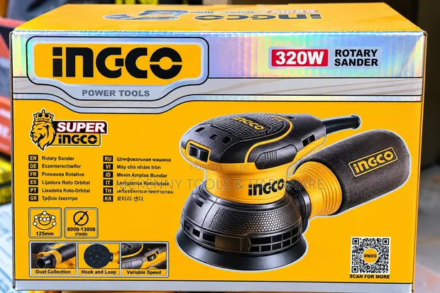 INGCO 320W Rotary Sander - Variable Speed, Dust Collection - 1