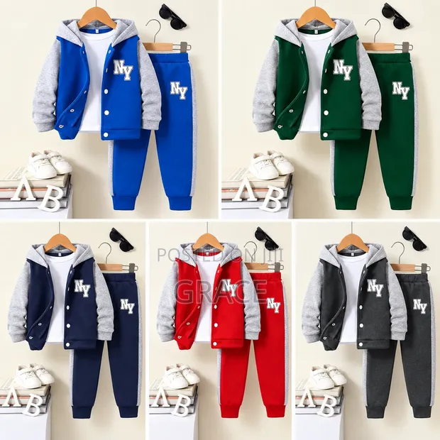 NY Kids Hoodie Set Tracksuit ga Yara Maza 3-10 Shekaru - 1