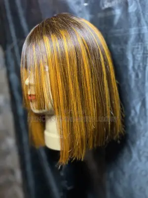 14" Human Hair Auburn Bob Wig