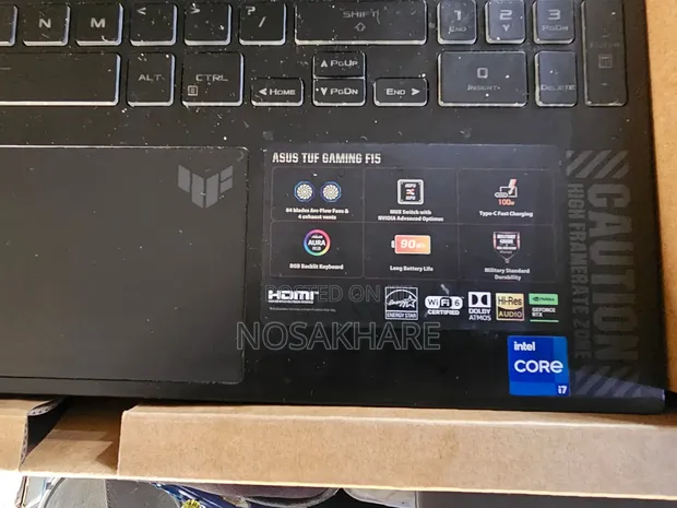 Asus TUF Gaming F15 Laptop - Intel i7, RTX 4070, 16GB RAM, 2TB SSD - 1