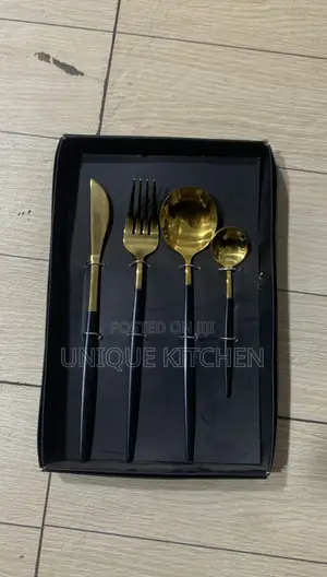 4-Piece Stainless Steel Cutlery Set - Gold & Black