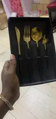 4-Piece Stainless Steel Cutlery Set - Gold & Black - 2