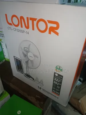 14" Lontor Solar Rechargeable Table Fan