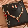 Elegant Red & Gold Luxury Jewelry Set - 4