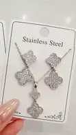 Stainless Steel Necklace and Earrings Set - 1