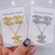 Stainless Steel Necklace and Earrings Set - 2