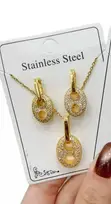 Stainless Steel Necklace and Earrings Set - 3