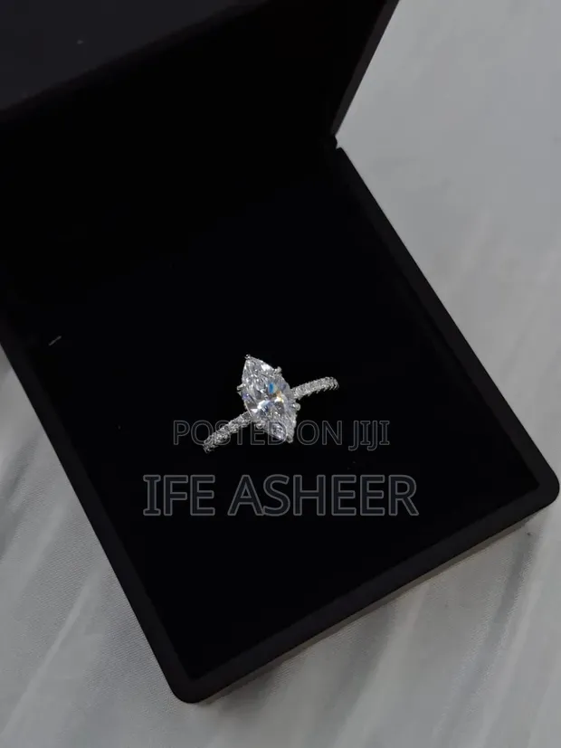 Marquise Cut Moissanite Diamond Silver Proposal Ring - 1