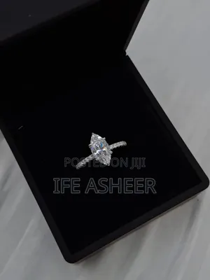 Marquise Cut Moissanite Diamond Silver Proposal Ring