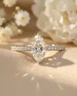 Marquise Cut Moissanite Diamond Silver Proposal Ring - 2