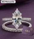 Zoben Aure na Moissanite Diamond Mai Girman Marquise - Azurfa - 2