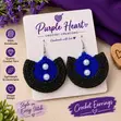 Purple Heart Crochet Earrings - 1