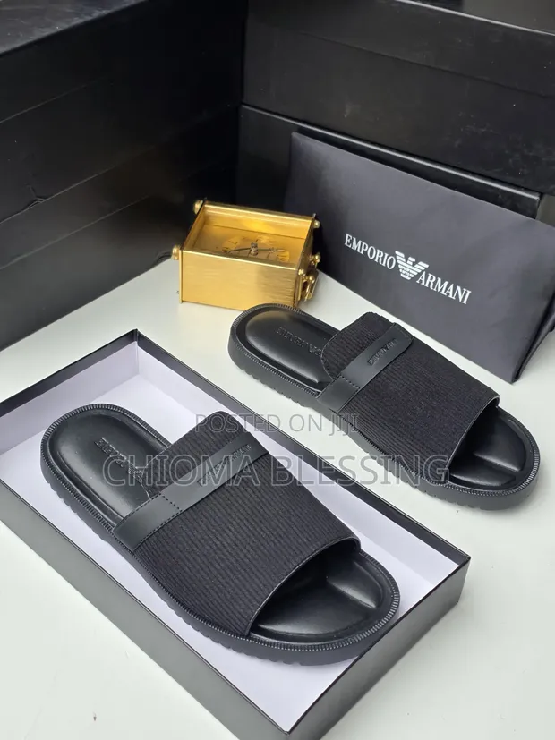 Emporio Armani Men's Black Slippers - 1