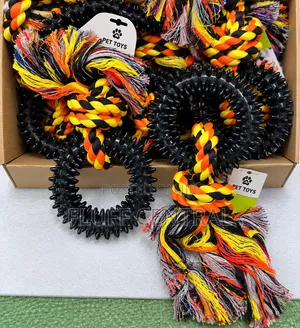 Nunbell Strong Rubber and Rope Pet Toy (Small, Black)