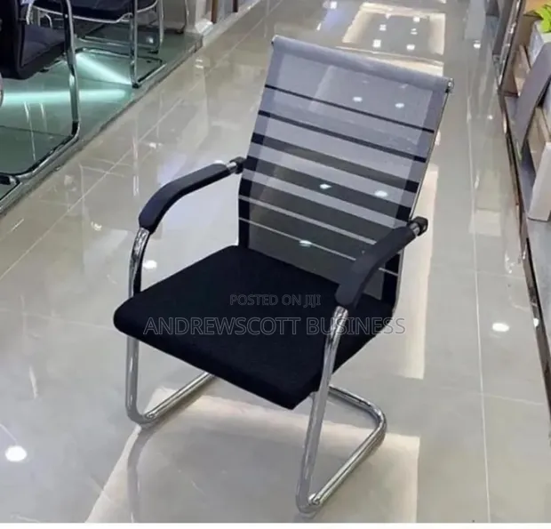 Brand New White and Black Office Visitors Chair - 1