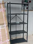 5ft Foldable Kitchen Rack - Black Metal - 2