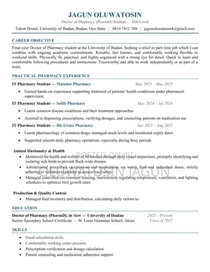 Oluwatosin CV - Part-time & Weekend Job Seeker