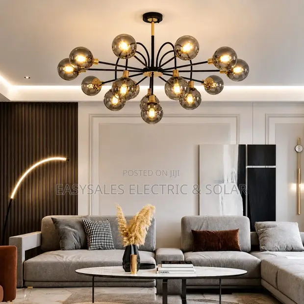 Nordic Style Black Glass Ball Chandelier - 1