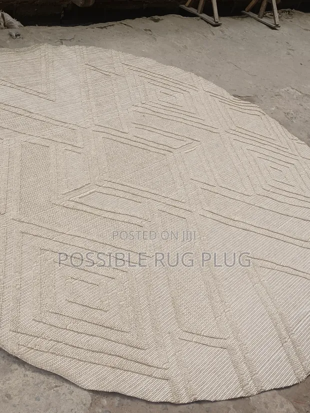 Customised Round Center Rug - Beige Modern Style - 1
