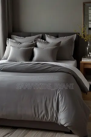 Plain Grey Duvet Set da Pillowcase, Bedsheet & Duvet