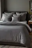 Plain Grey Duvet Set with Pillowcase, Bedsheet & Duvet - 1