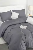 Plain Grey Duvet Set with Pillowcase, Bedsheet & Duvet - 2
