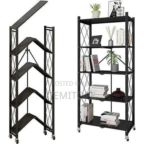 5-Layer Foldable Stainless Steel Storage Rack - 1
