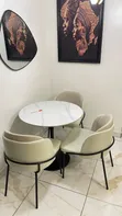 3 Seater Modern Portable Dining Set, Marble Top - 1