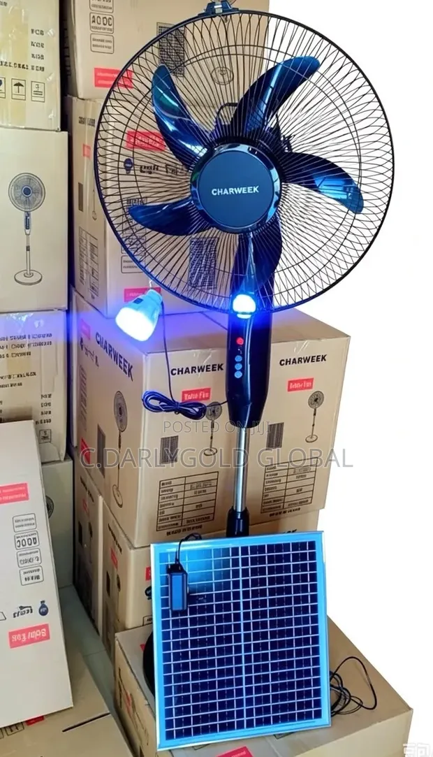 Charweek Solar Rechargeable Standing Fan - 1