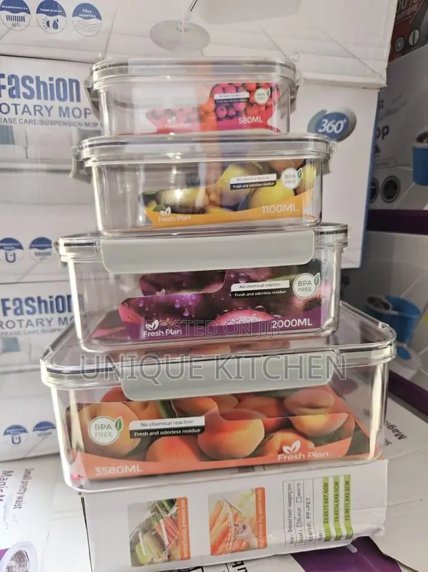 4-Piece Transparent Acrylic Food Storage Container Set - 1