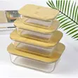 Rectangular Glass Food Storage Containers with Bamboo Lids (Set of 4) - 1