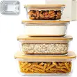 Rectangular Glass Food Storage Containers with Bamboo Lids (Set of 4) - 2