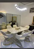 Contemporary Marble Dining Table with 6 Chairs - 1