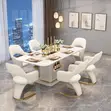 Contemporary Marble Dining Table with 6 Chairs - 4