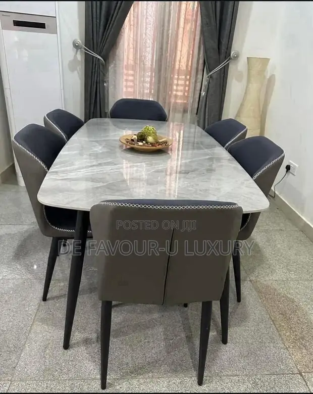 Luxury Ceramic Marble Dining Table tare da 6 Chairs - 1