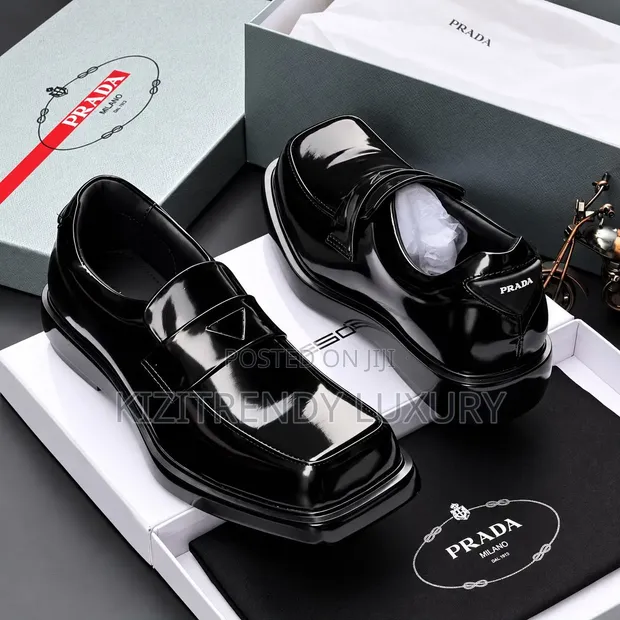 Prada Milano Luxury Leather Loafers - Black - 1